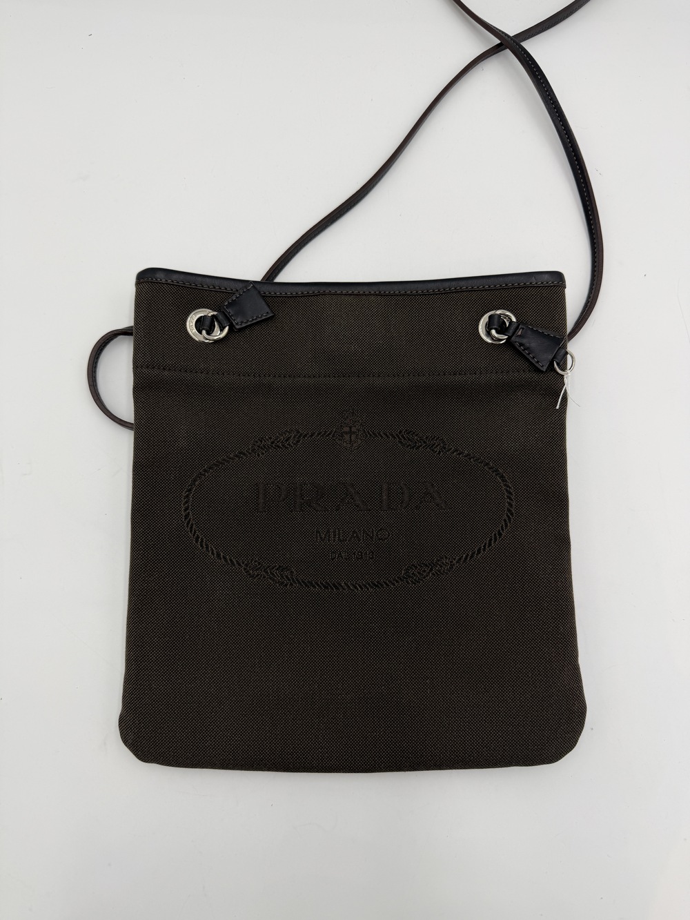 Prada Logo Jacquard Canvas Shoulder